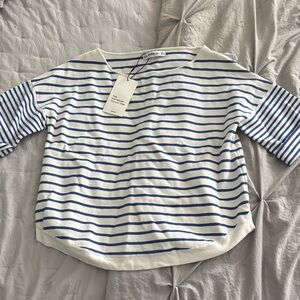 Zara Nautical Blue and White Striped Tee